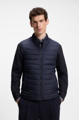 Regular-fit coat in patterned stretch fabric, Dark Blue