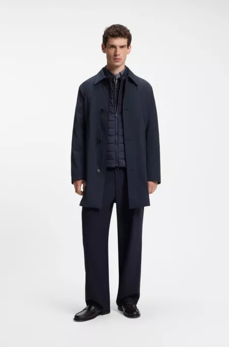 Regular-fit coat in patterned stretch fabric