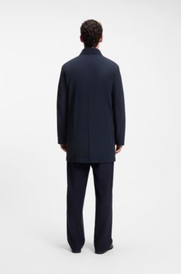 Regular-fit coat in patterned stretch fabric, Dark Blue