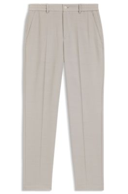 Tapered-fit pants in micro-patterned virgin wool, Light Beige