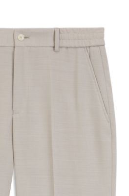 Tapered-fit pants in micro-patterned virgin wool, Light Beige