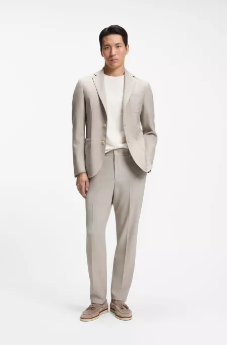Tapered-fit pants in micro-patterned virgin wool