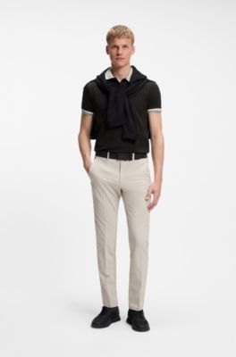 Slim-fit cotton polo shirt, Black