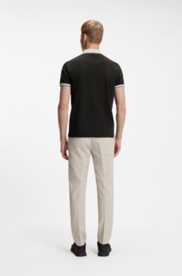 Slim-fit cotton polo shirt, Black