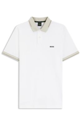 Polo slim fit de algod&oacute;n, Blanco
