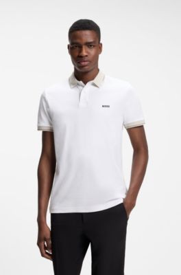 Polo slim fit de algod&oacute;n, Blanco