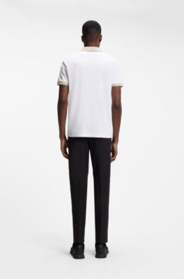 Polo slim fit de algod&oacute;n, Blanco