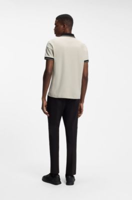 Slim-fit cotton polo shirt, Light Beige