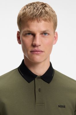 Slim-fit cotton polo shirt, Light Green