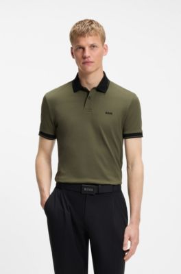 Slim-fit cotton polo shirt, Light Green