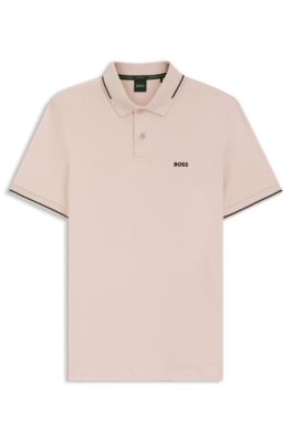 Slim-fit cotton polo shirt, Light Orange
