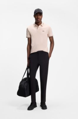 Slim-fit cotton polo shirt, Light Orange