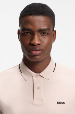 Polo slim fit de algod&oacute;n, Naranja claro