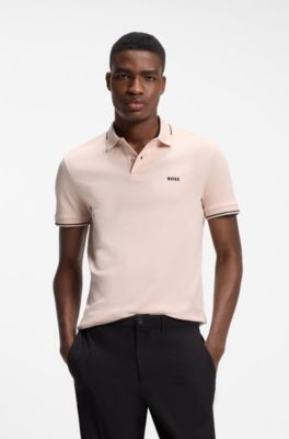 Slim-fit cotton polo shirt, Light Orange