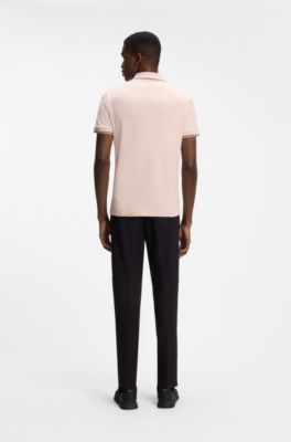 Slim-fit cotton polo shirt, Light Orange