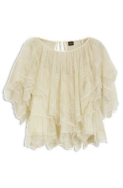 Blusa con capa mini y ribetes de encaje
