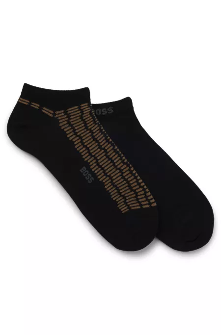 Two-pack of cotton-blend ankle socks with logos