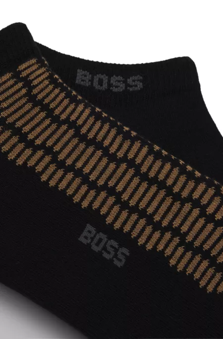 Two-pack of cotton-blend ankle socks with logos