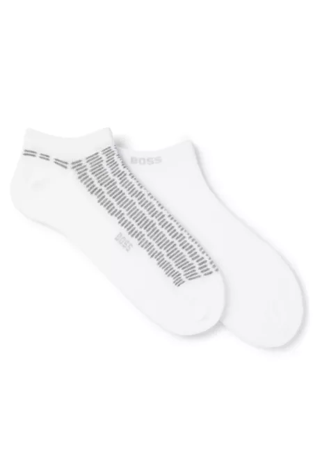 Two-pack of cotton-blend ankle socks with logos