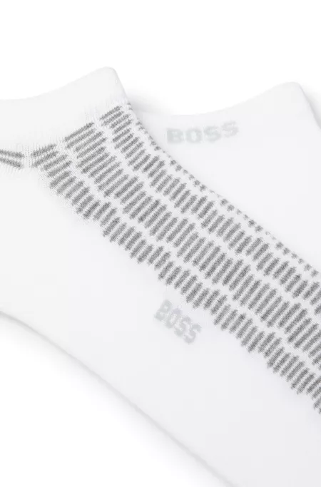 Two-pack of cotton-blend ankle socks with logos
