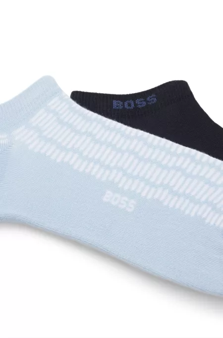 Two-pack of cotton-blend ankle socks with logos