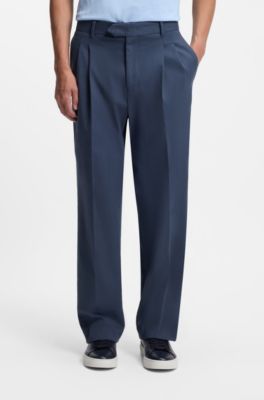 Pantalon Tapered en twill de coton stretch, bleu clair