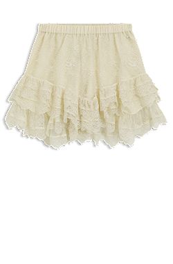 Minifalda pantalón de encaje con volantes