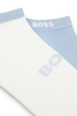 Lot de deux paires de chaussettes basses en m&eacute;lange doux de bambou, bleu clair