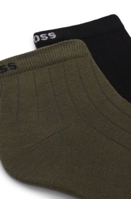 Lot de deux paires de chaussettes courtes c&ocirc;tel&eacute;es en coton m&eacute;lang&eacute;, Vert