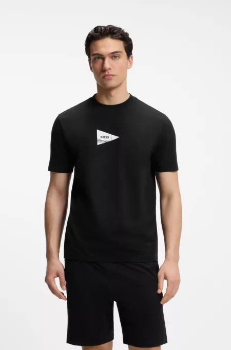 Regular-fit photoprint T-shirt in stretch cotton