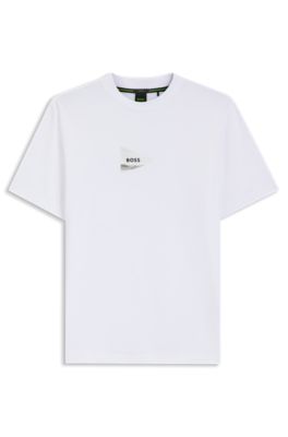 Camiseta regular fit en algod&oacute;n el&aacute;stico con estampado fotogr&aacute;fico, Blanco