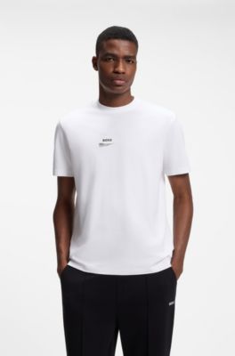 Camiseta regular fit en algod&oacute;n el&aacute;stico con estampado fotogr&aacute;fico, Blanco