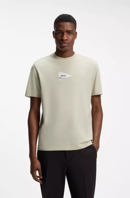 Regular-fit photoprint T-shirt in stretch cotton