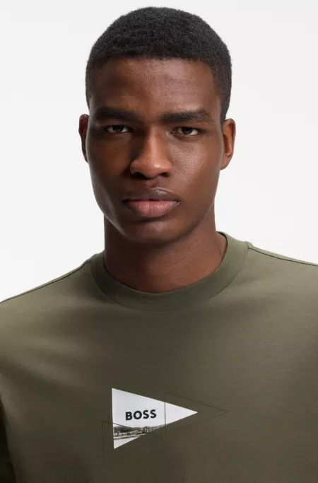 Regular-fit photoprint T-shirt in stretch cotton