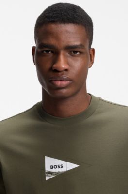 Camiseta regular fit en algod&oacute;n el&aacute;stico con estampado fotogr&aacute;fico, Cal