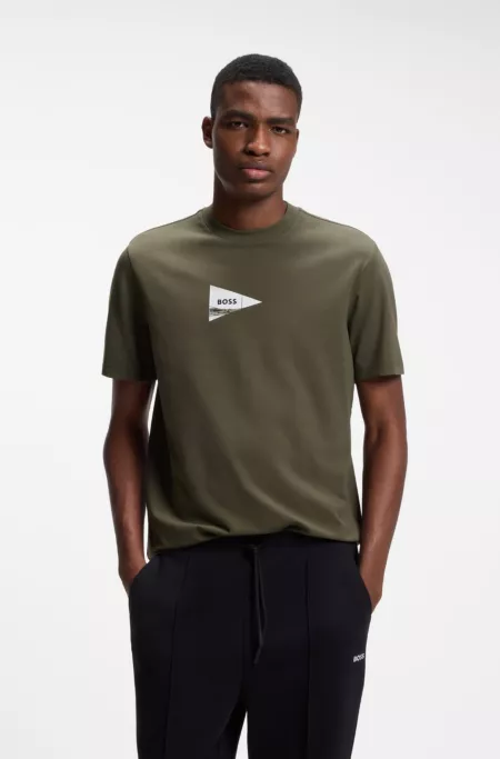 Regular-fit photoprint T-shirt in stretch cotton