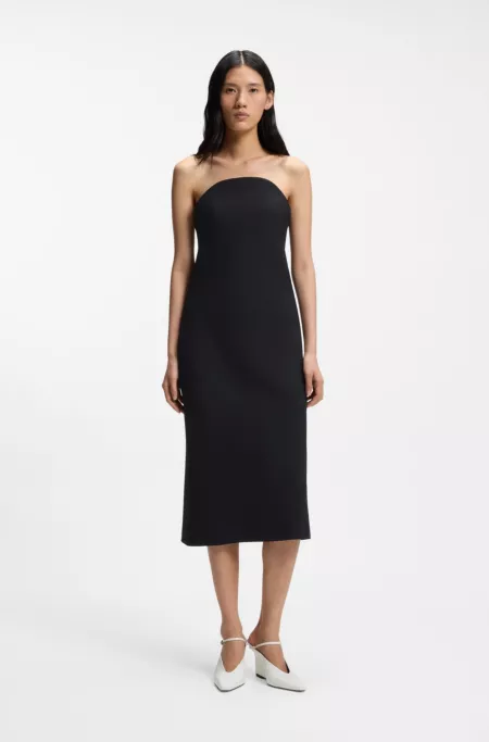 Stretch-crepe bandeau dress with internal corset