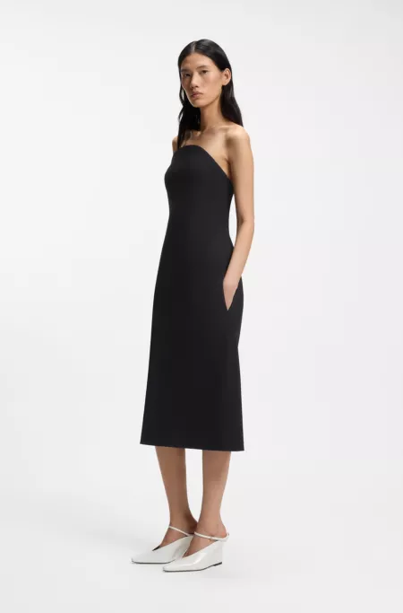 Stretch-crepe bandeau dress with internal corset