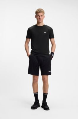 Active moisture-wicking T-shirt with tennis-ball embossing, Black