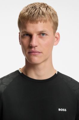 Active moisture-wicking T-shirt with tennis-ball embossing, Black