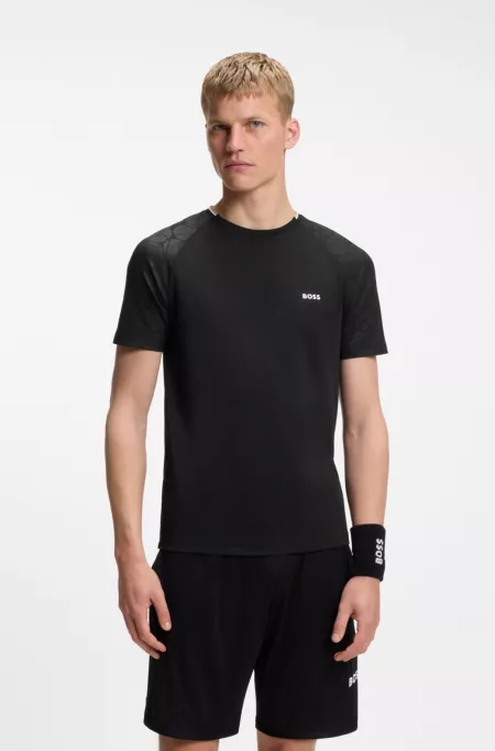 Active moisture-wicking T-shirt with tennis-ball embossing