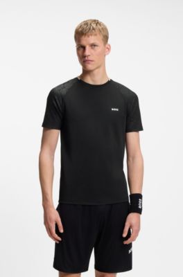 Active moisture-wicking T-shirt with tennis-ball embossing, Black