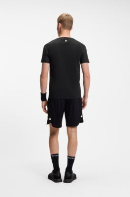 Active moisture-wicking T-shirt with tennis-ball embossing, Black