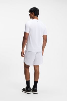 Active moisture-wicking T-shirt with tennis-ball embossing, White