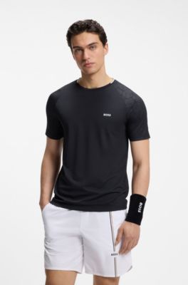 Active moisture-wicking T-shirt with tennis-ball embossing, Dark Blue