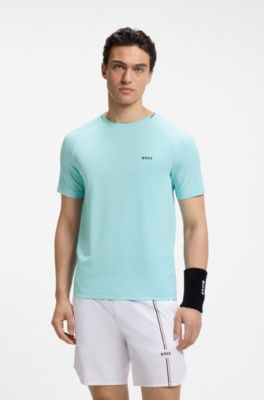 Camiseta activa con absorci&oacute;n de la humedad y grabado de pelota de tenis, Celeste