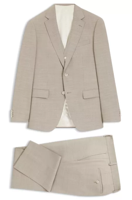 Three-piece slim-fit suit in patterned stretch wool