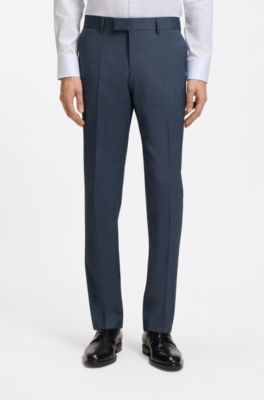 Three-piece slim-fit suit in patterned stretch wool, Light Blue