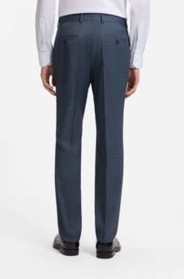 Three-piece slim-fit suit in patterned stretch wool, Light Blue