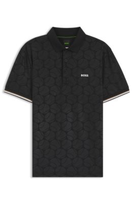 Active Polo Slim &agrave; motif de balles de tennis en relief, Noir